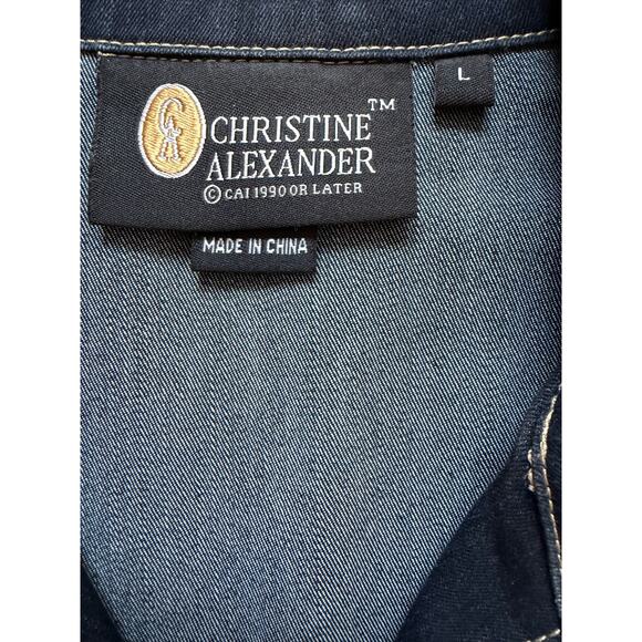 Christine Alexander Blue Denim Jacket Embellished Swarovski Crystal Rhinestones - Picture 9 of 10